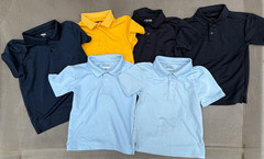 LOT of 6 Boys uniform IZOD,OLD NAVY,GEORGE PERFORMANCE Fabric Polo Shirts 6-7