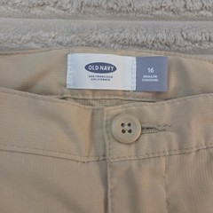 Old Navy Boys School Uniform Bermuda Shorts Beige Khaki Twill Zip Fly Size 16