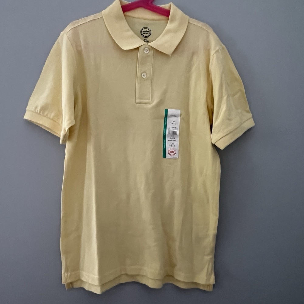WONDER NATION L (10-12) Boy’s Yellow School Uniform Short Sleeve Polo Top collar