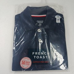 NEW French Toast Boys Short Sleeve Polo School Uniform, M (8) Side Vent NAVY