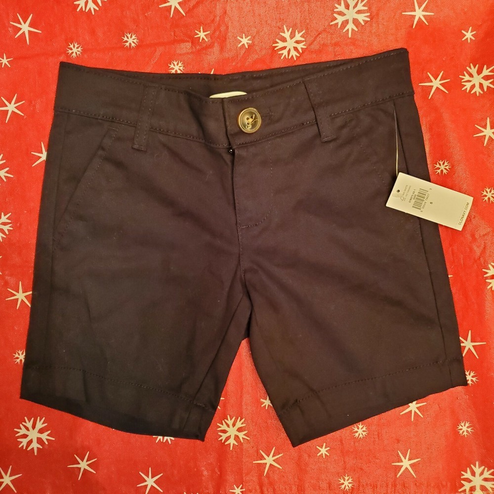 Old Navy Unisex Youth Shorts Black Khaki School Uniform Pants Child Size 5 NWT