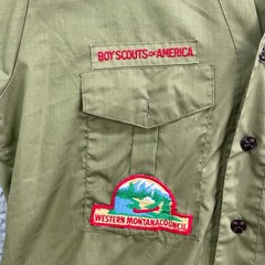 Boy Scouts of America Uniform Shirt Kid 15 Green Western Montana Council Vintage