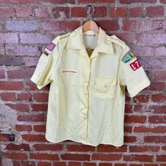 Vintage Boy Scouts Of America Uniform Shirt Boys 14 Yellow Patches USA 70s