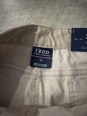 Izod Approved Schoolwear Size 13 Khaki Shorts Skinny Stretch Bermuda New