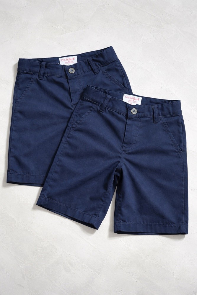 Cat & Jack Boys Size 5 Navy Quick Dry Uniform Shorts Lot of 2 Adjustable Waist