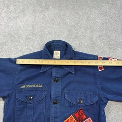 1960s Boy Scouts Of America Sanforized Uniform Shirt Navy Blue Patches NY VTG