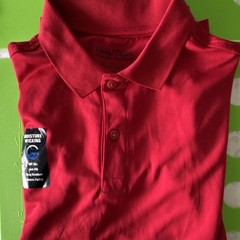 Nautica Boys Red Polo Shirt M (10/12) Moisture Wicking UPF 50+ Uniform