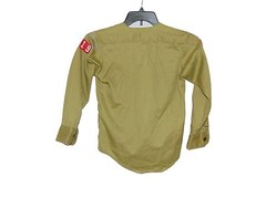 Vintage 1970s Boy Scout BSA Uniform Shirt Youth Green Long Sleeve Patches