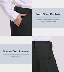 Dreammonkey 5T-20Years Boys Flat Front Dress Pants Uniform Pants 14 Black