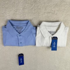 Nautica Boys Big School Uniform Short Sleeve Polo Shirt Button Closure Pique
