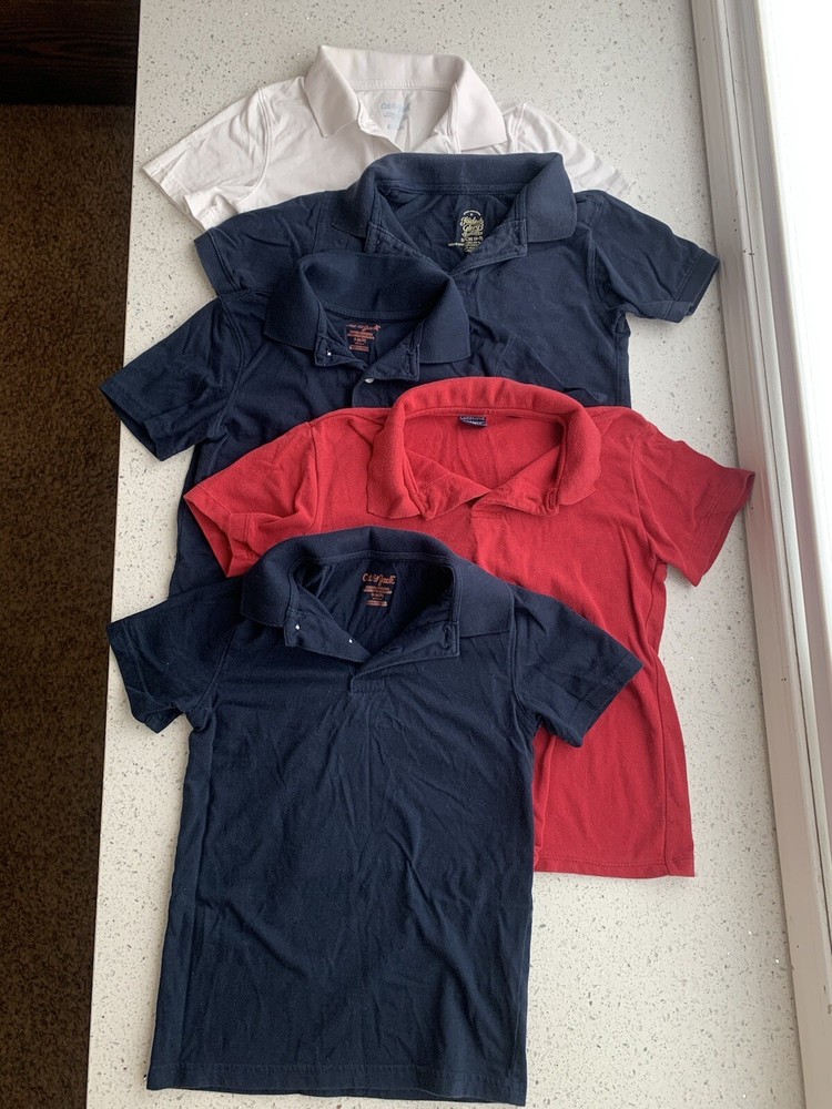 school uniform polo shirts boys size 6-7 Lot