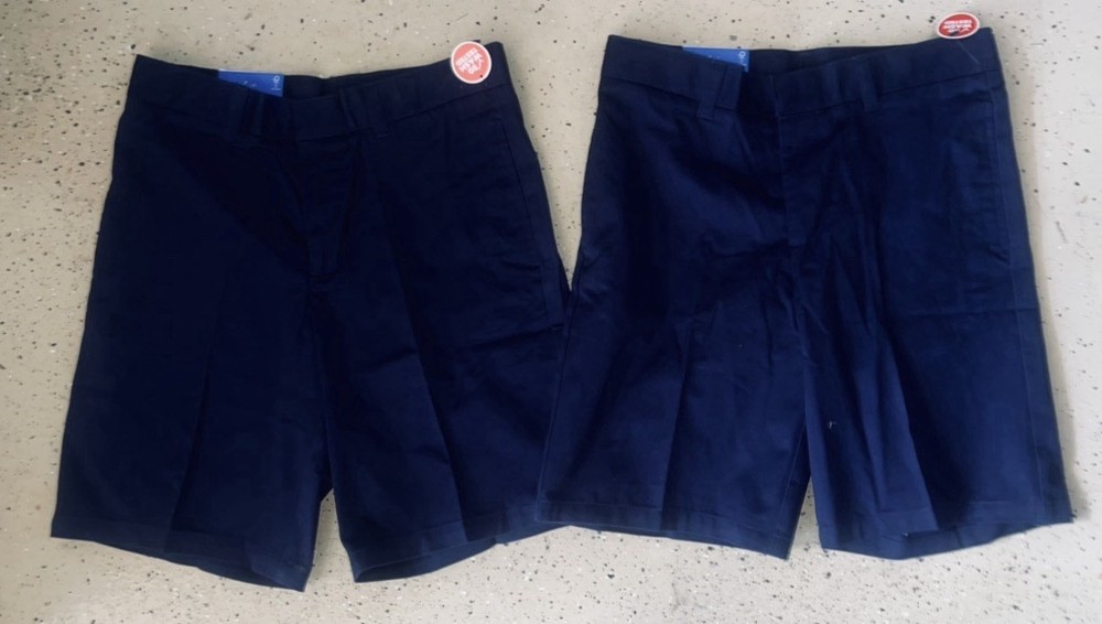 Lot Of 2 Boys French Toast Performance Navy Blue Uniform Shorts sz 12 Husky NWT