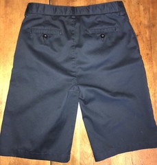 Lands End Navy Blue Flat Front School Uniform Shorts Size 18S Adjustable Waist