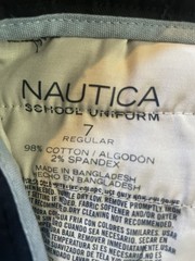 Nautica Boys Uniform Shorts Navy Size 7 Regular Cotton Spandex Button Pockets