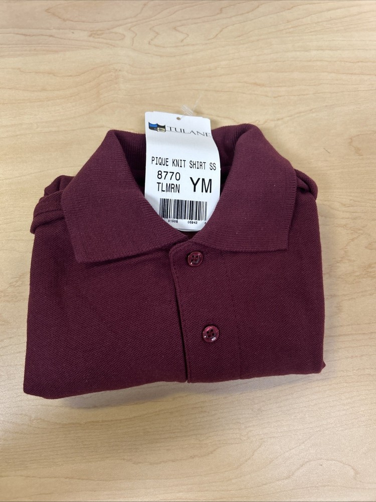 New Unisex Tulane Burgundy Uniform Polo Size Youth Medium