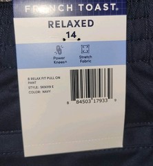 French Toast NWT Boys Relaxed Fit Pants Navy Size 14 Pull-On Stretch Power Knees