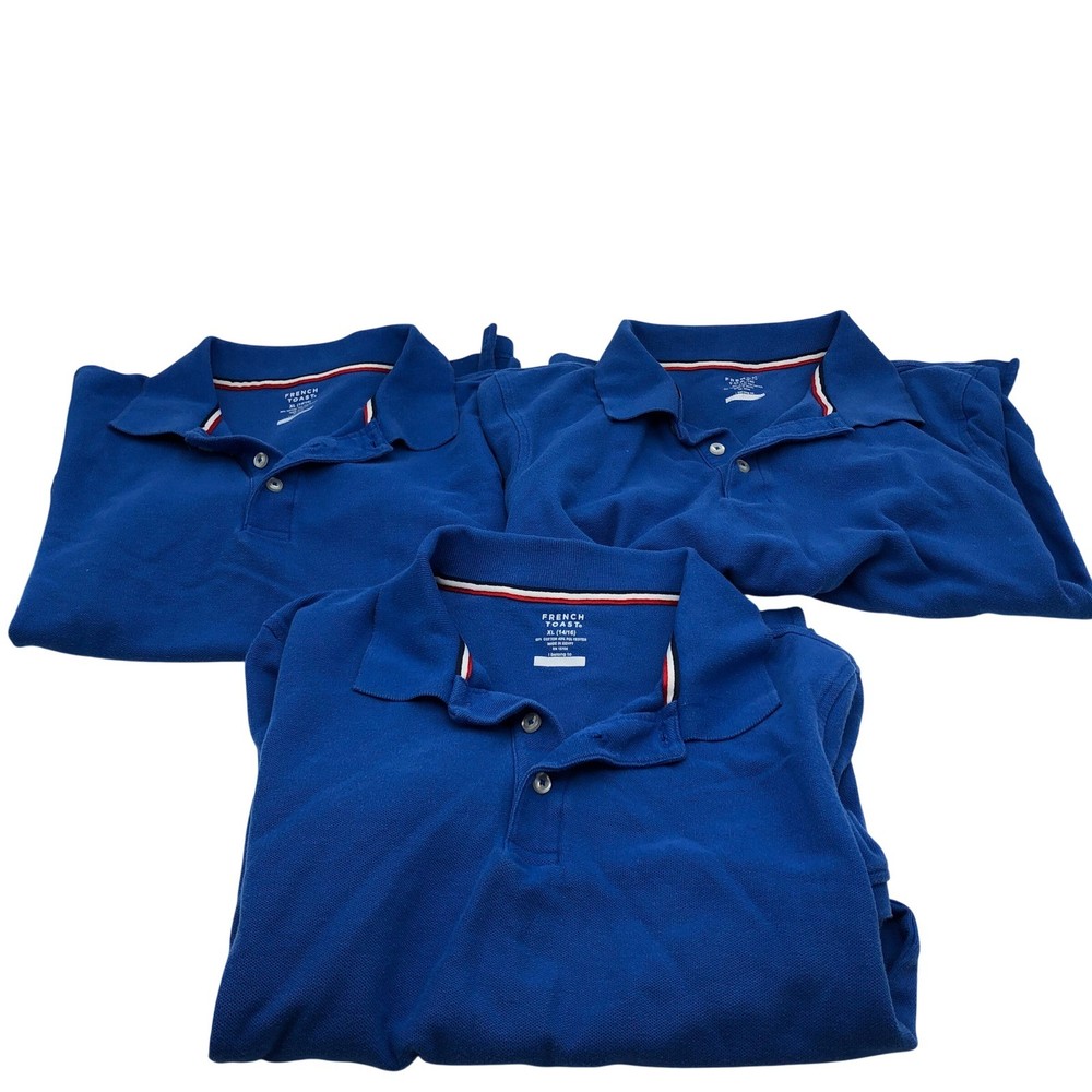 French Toast Boys XL (14/16) Blue Polo Shirt BUNDLE 3 Pc School Uniform