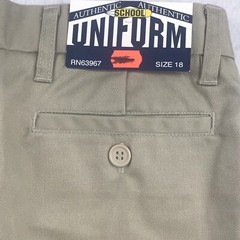 Authentic School Uniform Shorts Boys 18 Beige Elastic Waist Pleated Front NWT