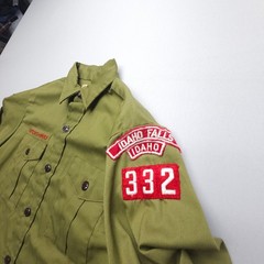 Vintage ~70s USA Boy Scouts Of America Boys Uniform Shirt Youth 14 Green BSA