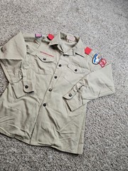 Vintage Boy Scouts Of America Shirt Boys Large Brown Official Uniform USA Made