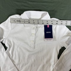 IZOD Girls White Long Sleeve Polo Shirt XS 6 6X School Uniform NWT