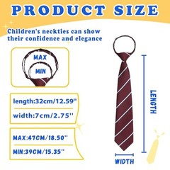 Kids Tie Striped Ties for Boys 5-12 Pre-tied Adjustable Neckties for Red Stripe