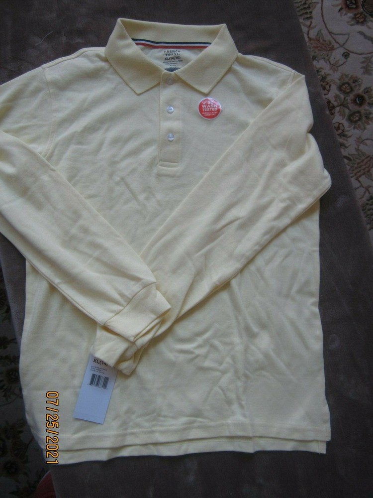 NEW French Toast Boys Yellow Long Sleeve Uniform Polo Size XL 14-16