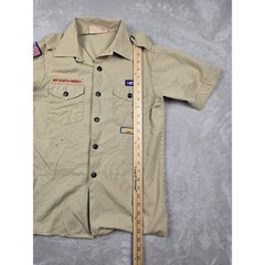 Boy Scouts of America Shirt Kids Youth Large Tan Short Sleeve Patches Gorpcore