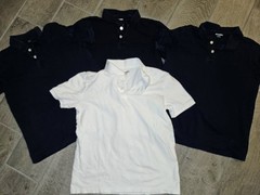 Boys School Uniform Lot of Small 3-pants, Small 4-shorts, Large 4-Polo Shirts.