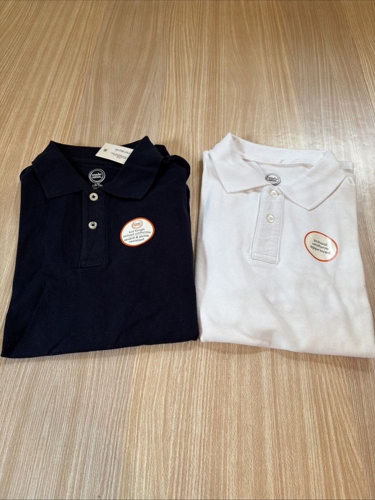 Wonder Nation Boys School Uniform Polo Shirts; Sz L (10-12) Husky LOT OF 2 NWT