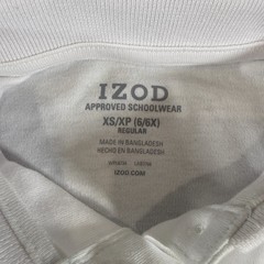IZOD Girls White Long Sleeve Polo Shirt XS 6 6X School Uniform NWT