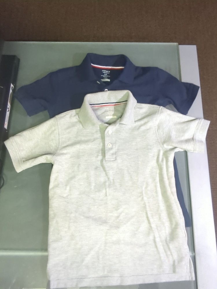 French Toast Boys Polo, Navy And Grey Uniform Shirts (2 Shirts) Medium