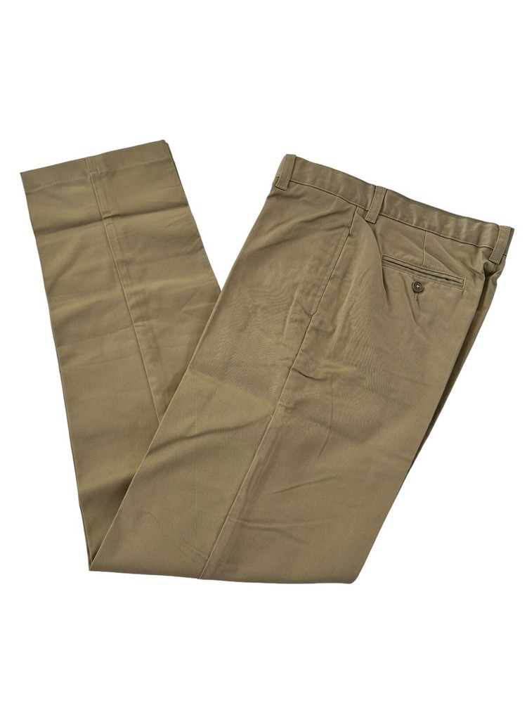 Lands End Boys Sz 20 15-16 YRS Khaki Chino Pants 33Wx32L” Iron Knee #3125