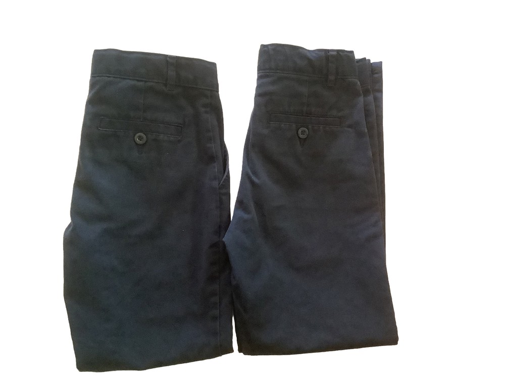 DOCKERS School Uniform Size 10 Boys Adjustable Waist Flat Front Blue Set Of 2