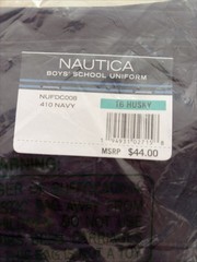 Nautica Boys’ School Uniform Size 16 Husky Navy New with Tags In Bag