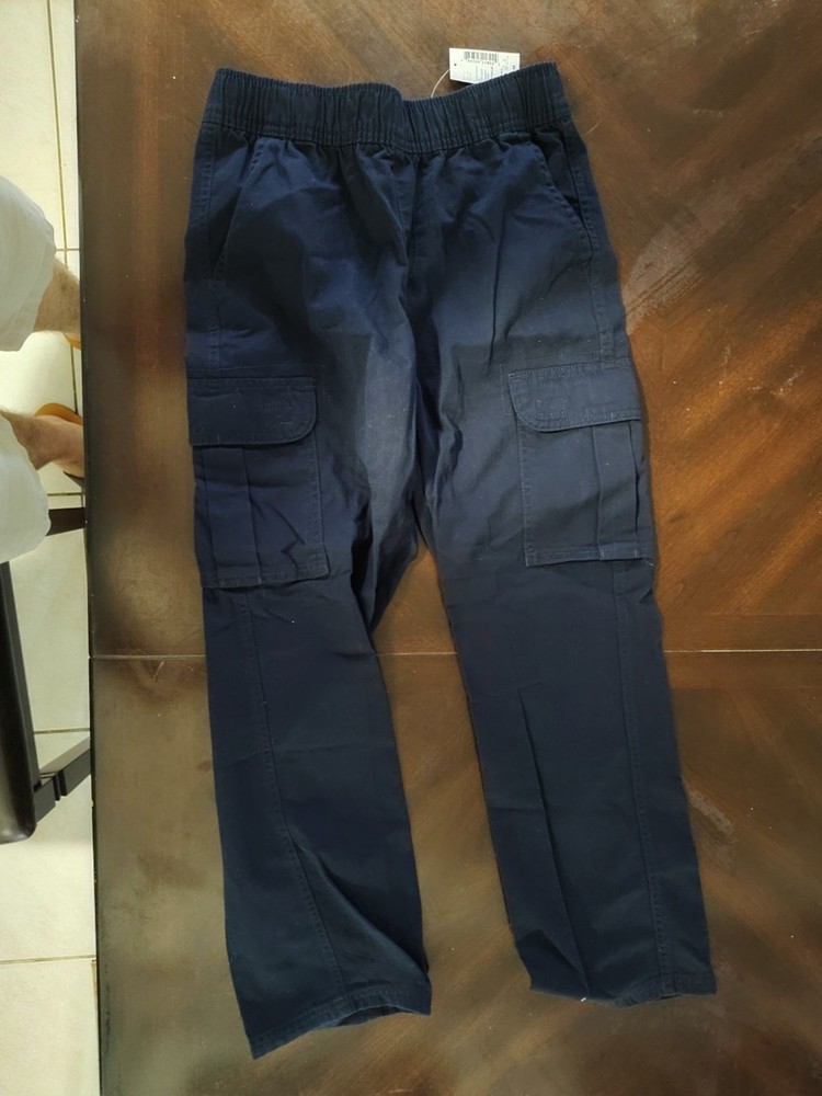 Boys pull on cargo pants size 10 husky navy blue