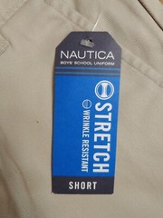Nautica Boys Khaki School Uniform Shorts Size 18 Regular Adjustable Waist NEW