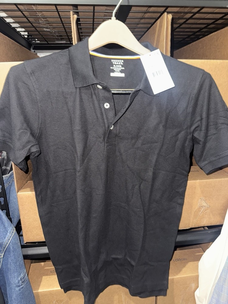 French Toast Kids Black Uniform Polo Shirt XL 14/16 Short Sleeve NWT, Husky