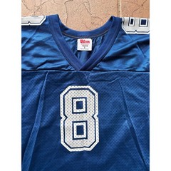 Vintage Troy Aikman #8 Dallas Cowboys Youth Jersey Wilson NFL Blue YS