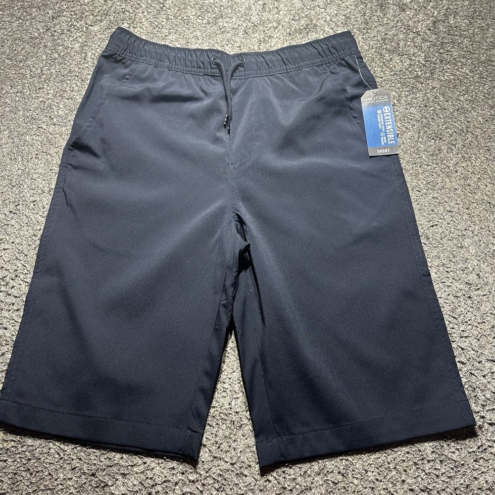 Nautica School Uniform Youth S 28×30 Navy Jogger Short Elastic Waist Drawstring