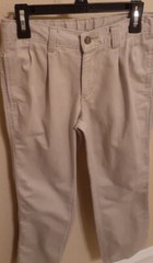 – L@@K – Boys Chaps Light Beige School Uniform Pants Sz 12 Slim Adj Waist Nice –