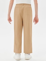 Boys Elastic Waist Pants Kids Uniform School Cotton Twill 9-10 Years Brown