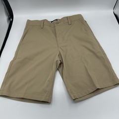 LANDS END Khaki School Uniform Plain Front Polyester Chino Shorts Boys Size 10