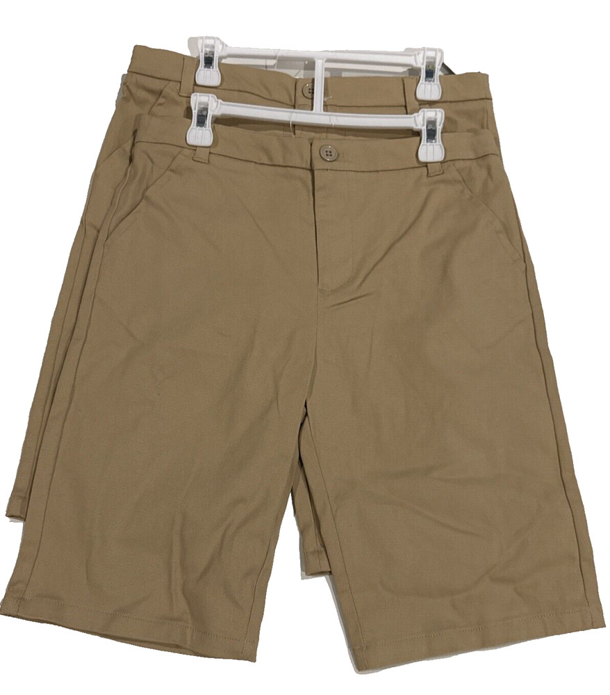 Berkley Jensen Youth Boy’s 2-Pack Performance Uniform Shorts, Khaki, Sz-14