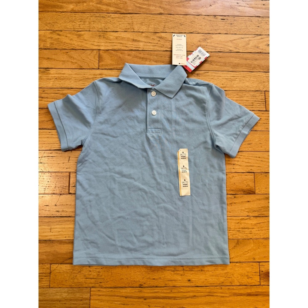 Cat & Jack Boys Light Blue Short Sleeve School Uniform Polo Shirt S 6/7 New
