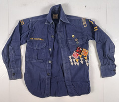 Vintage Cub Scouts BSA Shirt Youth Small Blue Official Uniform Patches Pins 60s