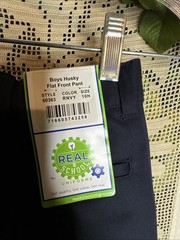 Real School Boys Size 10 Husky Uniform Pants Flat Front Navy NWT Academic