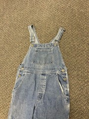 Vintage LL Bean Blue Denim Bib Overalls Youth Size Medium 100% Cotton Utility