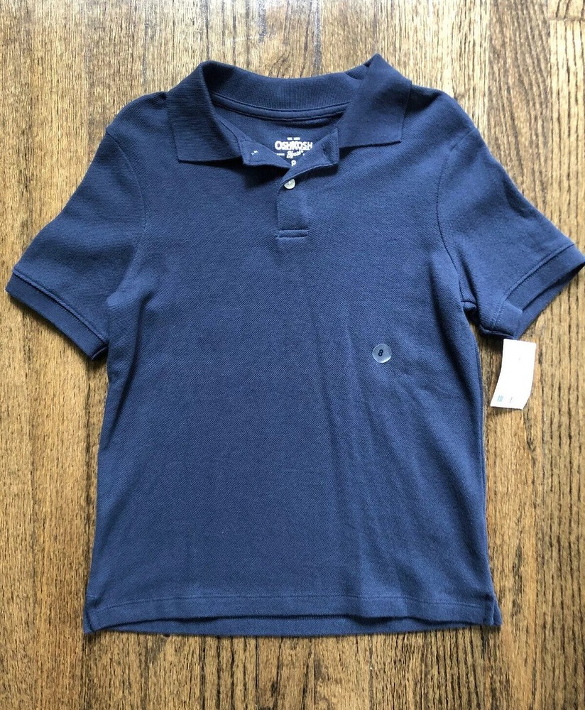 NEW Oshkosh Boys Size 8 School Uniform Polo Style Shirt Short Sleeve Navy Blue