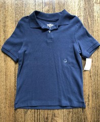 NEW Oshkosh Boys Size 8 School Uniform Polo Style Shirt Short Sleeve Navy Blue
